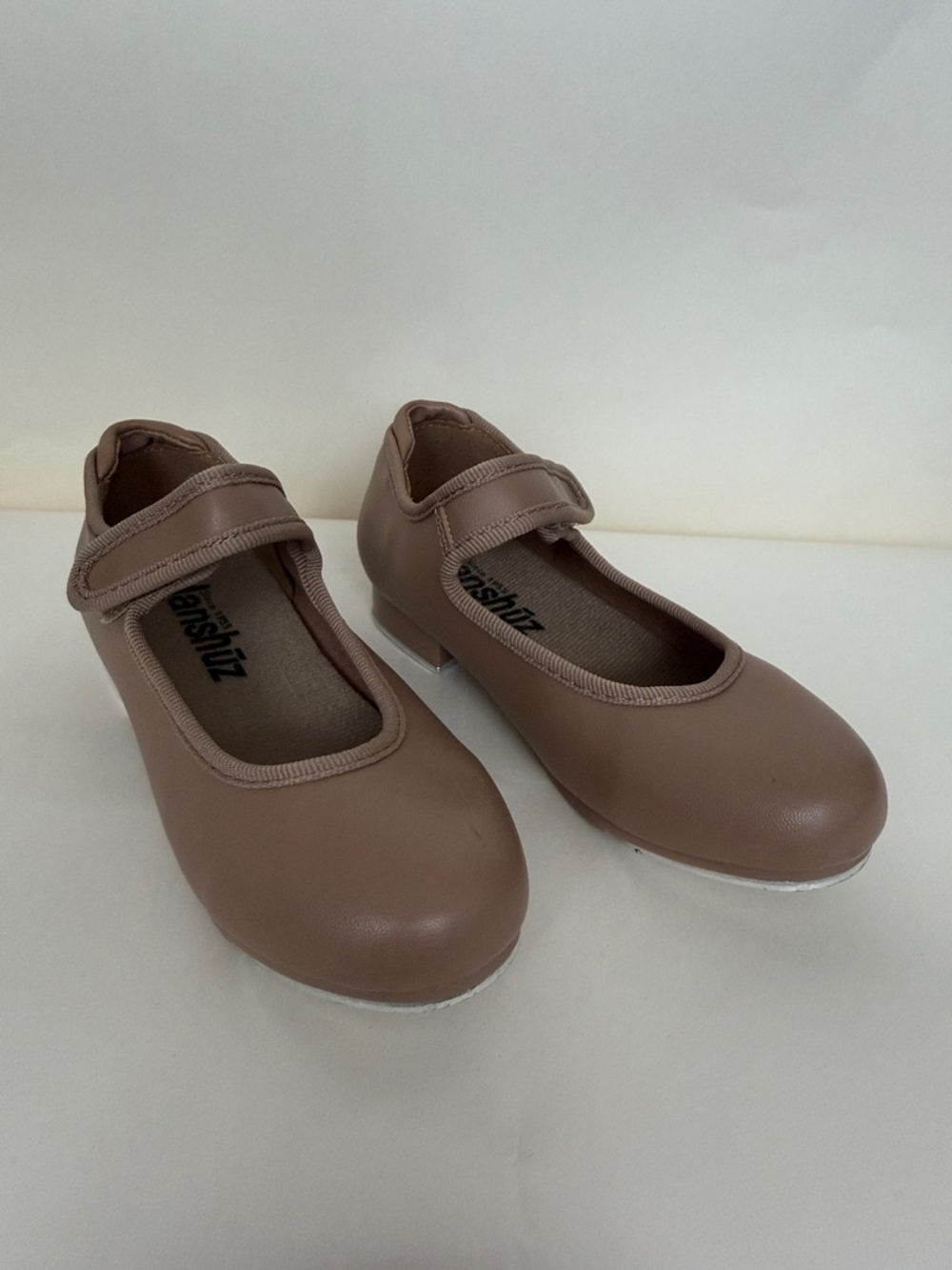 Girls Mary Jane Dress Shoes in Taupe with Hook-and-Loop Strap